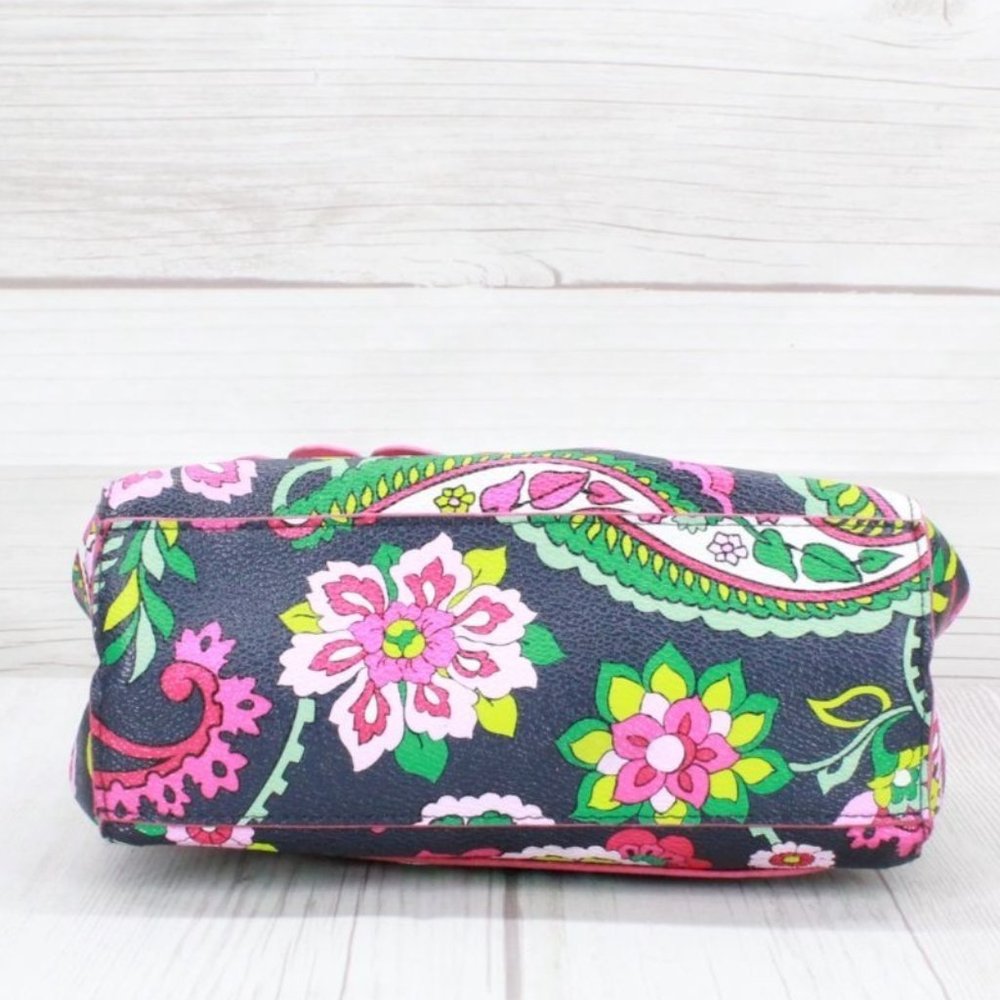Vera Bradley Black Leather Petal Paisley Pattern Clutch Crossbody Shoulder Bag - Picture 7 of 9